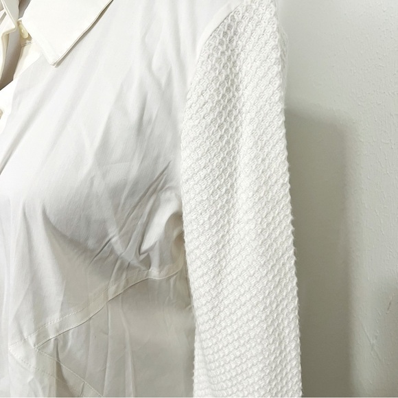 Donna Karan New York Women's Button Up Collared Shirt Sweater Sleeves Size M NWT - Picture 3 of 12